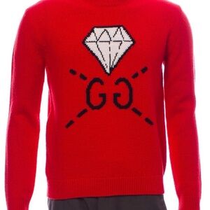 Men’s Gucci Red Crewneck Sweater with Graphic Design